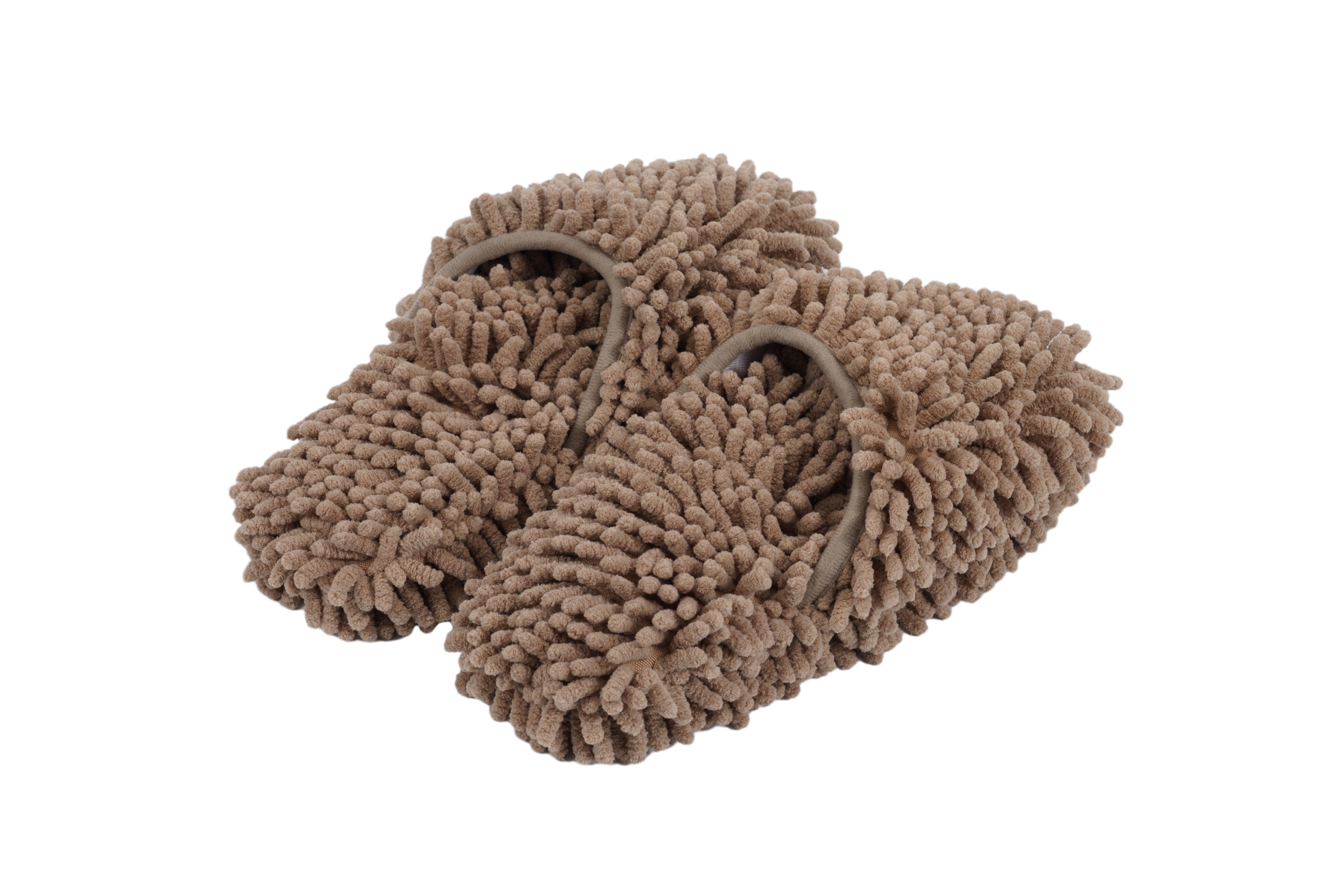 Zapatillas limpiadoras de chenilla marrón