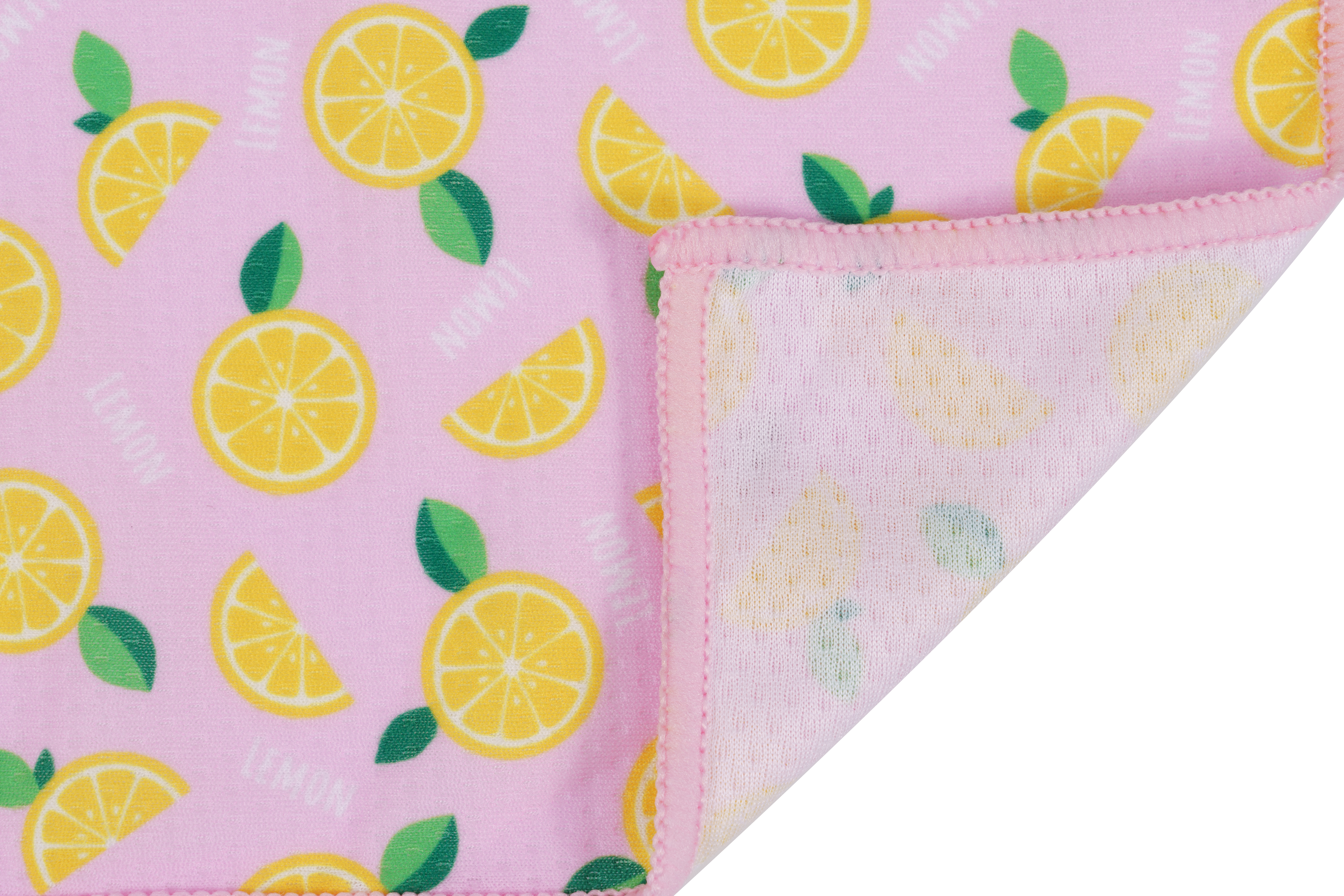 Bayeta estampada limones fondo rosa